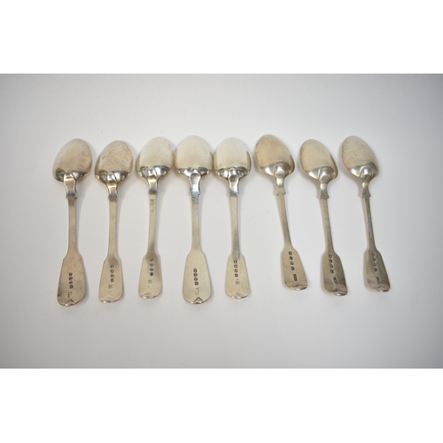 8152 - Eight silver Fiddle pattern dessert spoons, two London 1832, three London 1818 and three London 1844... 