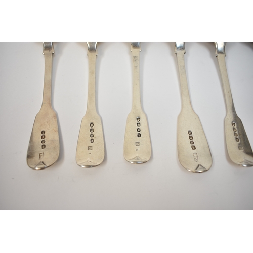 8152 - Eight silver Fiddle pattern dessert spoons, two London 1832, three London 1818 and three London 1844... 