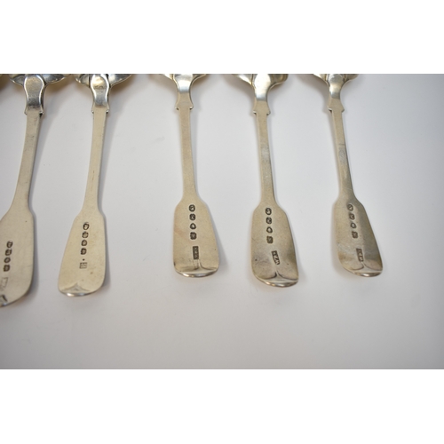 8152 - Eight silver Fiddle pattern dessert spoons, two London 1832, three London 1818 and three London 1844... 