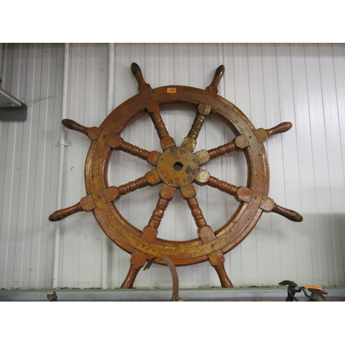 2074 - A painted ships steering wheel 102cm diameter