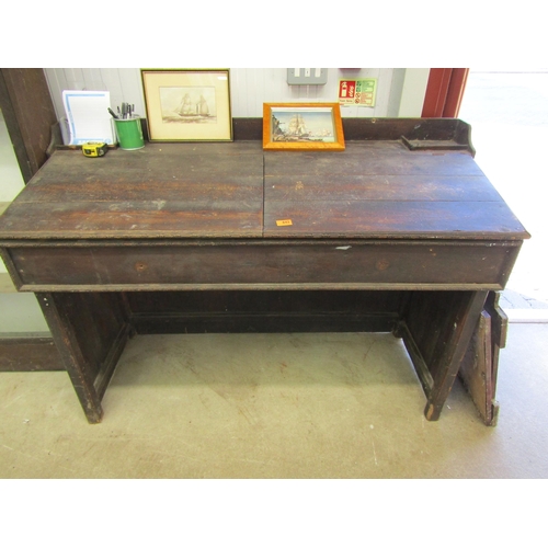 2083 - An Edwardian stained pine twin lift top Clerks desk