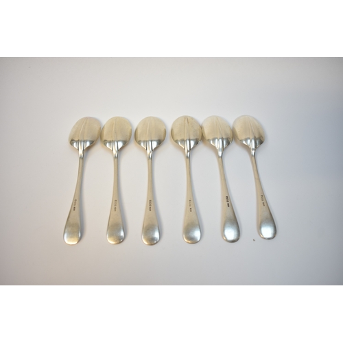 8117 - Six Maple & Co silver Hanoverian rat-tail spoons Sheffield, 1927, 307g