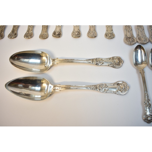 8118 - Queens pattern flatware comprising six teaspoons, eight spoons, two serving spoons, eight small fork... 