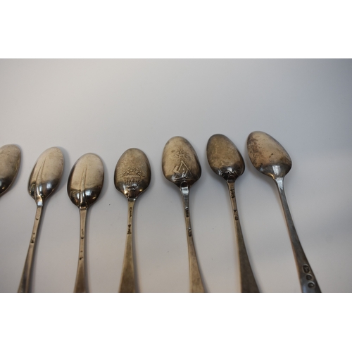 8125 - Thirteen silver teaspoons the majority are Georgian including fancy back, rat tail etc, some with mo... 