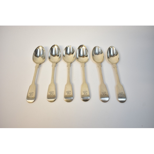 8121 - Six Victorian Chawner and Co teaspoons with monogram to handle, London 1854, 165g