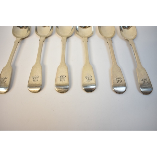 8121 - Six Victorian Chawner and Co teaspoons with monogram to handle, London 1854, 165g