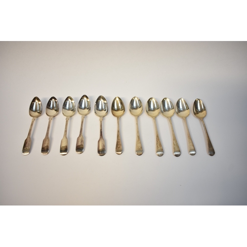 8127 - Five Thomas Wall (II) and Jonathan Hayne silver teaspoons, London 1814 and six Silver teaspoons with... 