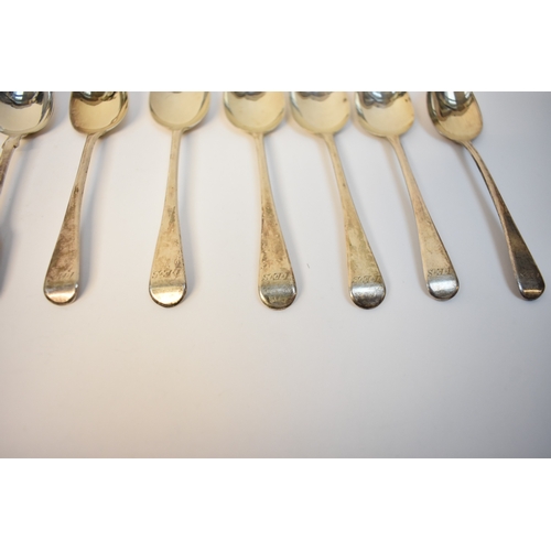 8127 - Five Thomas Wall (II) and Jonathan Hayne silver teaspoons, London 1814 and six Silver teaspoons with... 