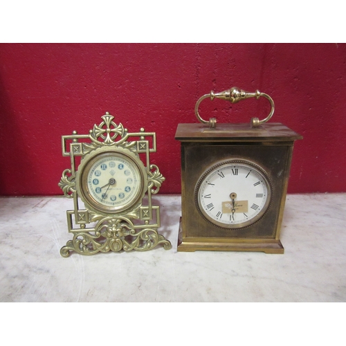 4219 - Two brass clocks, one a/f