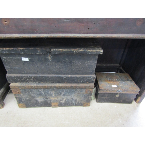 2084 - Two 1920's pine toolboxes and a deeds tin