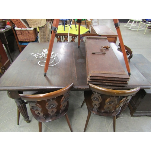 1090 - WITHDRAWN A Victorian mahogany dining table on fluted legs and castors with two extra leaves 205cm l... 