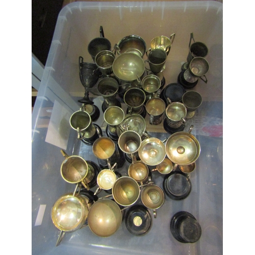 1387 - Approximately 48 plated trophy cups, tallest 25.5cm height