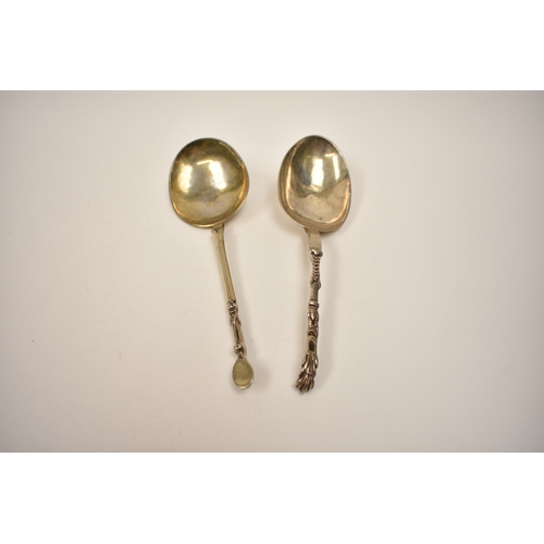 8139 - Two Dutch silver spoons one with hoof terminal, 75g