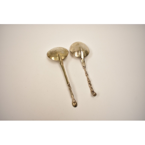 8139 - Two Dutch silver spoons one with hoof terminal, 75g