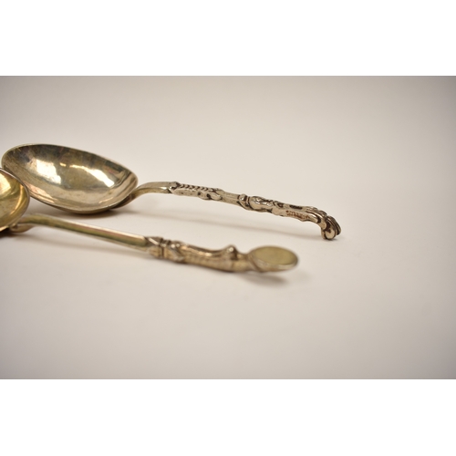 8139 - Two Dutch silver spoons one with hoof terminal, 75g