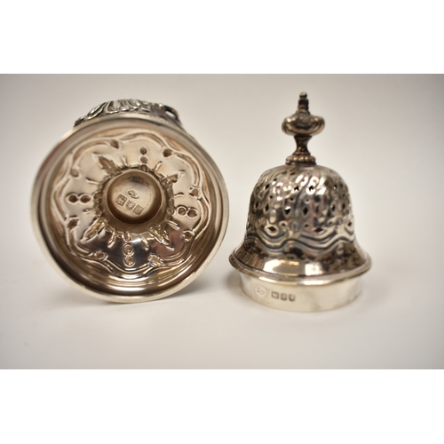 8103 - A William Comyns & Sons silver sugar castor of highly ornate form, London 1896, 19cm tall, 351g