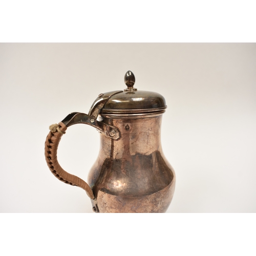 8101 - A French silver lidded milk jug with wicker wrapped handle, 12cm tall, 156g