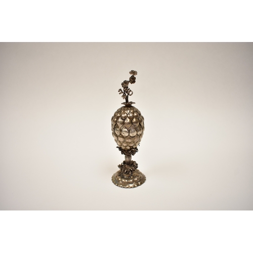 8106 - A 19th Century silver Pineapple goblet of small proportions with floral finial, removable cover over... 