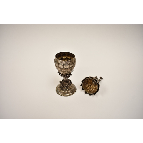 8106 - A 19th Century silver Pineapple goblet of small proportions with floral finial, removable cover over... 