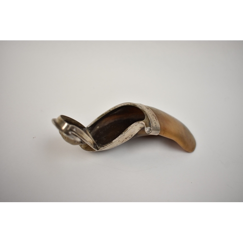 8027 - A late Georgian moose hoof snuff box with white metal rim engraved 'SERPENTINE MOUNTAINS: BEAR LAKE,... 