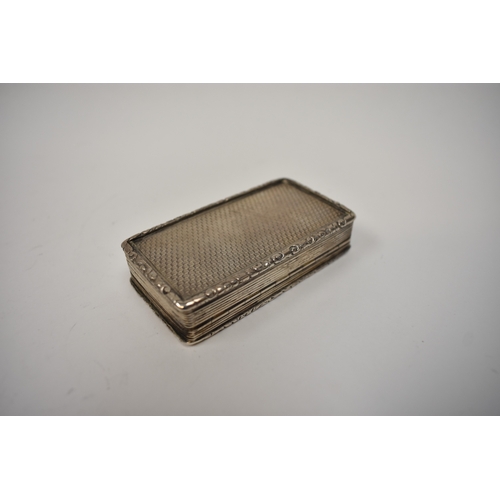 8028 - A Francis Clark silver snuff box, the lid engraved with personalisation, relief edge, gilt interior,... 