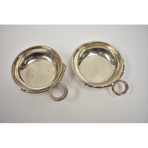 8040 - Two J Parkes & Co silver wine tasters, London 1935 and 1936, 8.4cm and 8.2cm diameter