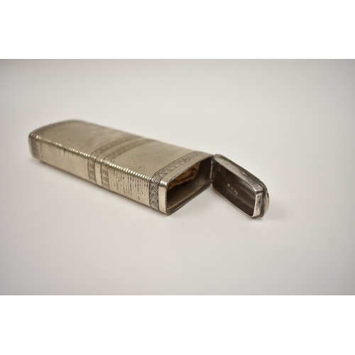 8036 - A 19th Century unmarked cigar case, ribbed with floral borders and lift-lid, the ends engraved 'Wm. ... 