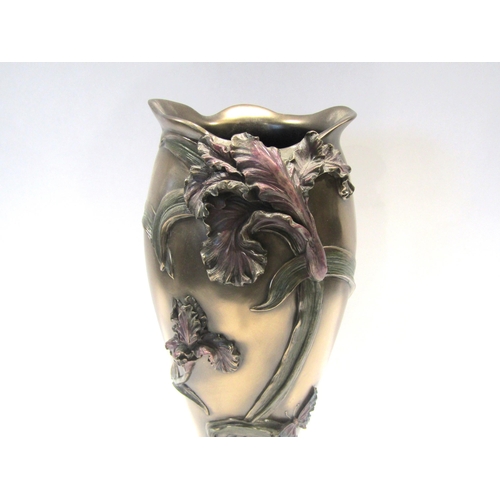 1002 - A bronzed vase of Art Nouveau foliate design, 33cm tall