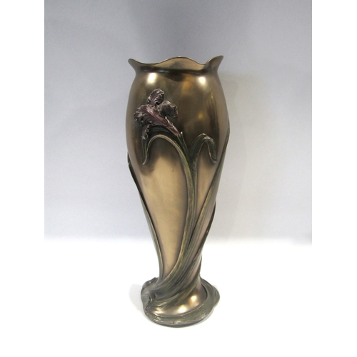 1002 - A bronzed vase of Art Nouveau foliate design, 33cm tall