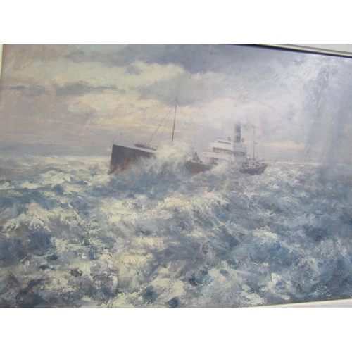 1009 - WILLIAM ERIC THORP (1901-1993): An oil on canvas, ship in choppy waters, signed lower-right, framed,... 