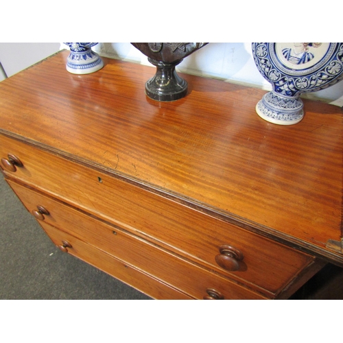 1083 - A Victorian mahogany split chest of three drawers, bun handles and feet, a/f, 92cm tall x 97cm wide ... 