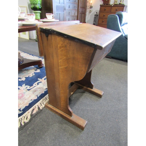 1110 - A late 19th/early 20th Century oak students desk, 80cm tall x 55cm wide x 46cm deep