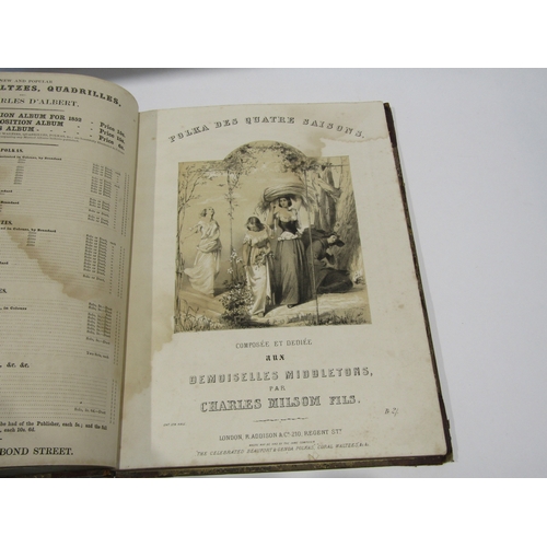 1148 - A Victorian contemporary half calf and gilt leather volume of illustrated sheet music 