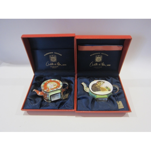 1280 - Four Charlotte di Vita hand painted enamel miniature teapots in original boxes, all with tags and so... 