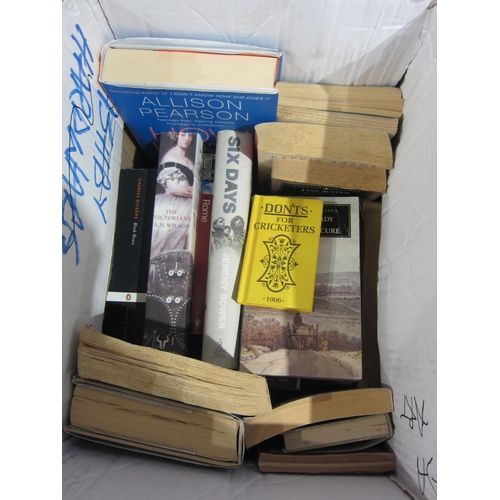 1349 - Four boxes of books, mainly hardback to include subject comprising, fashion, interiors, antiques, hi... 