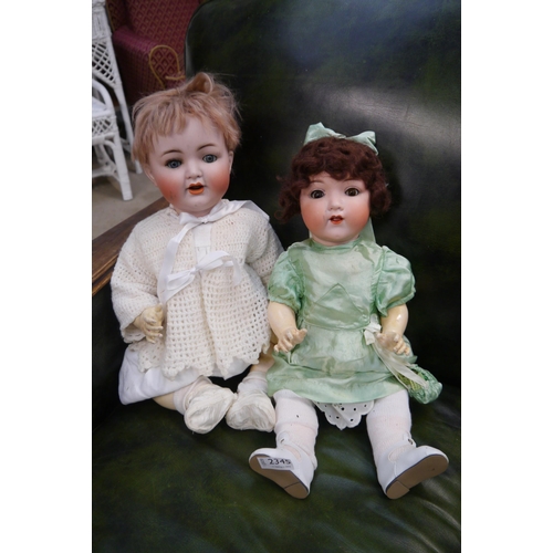 2345 - Two German bisque dolls, one Armand Marseille the others hair covering markings, both with sleepy ey... 