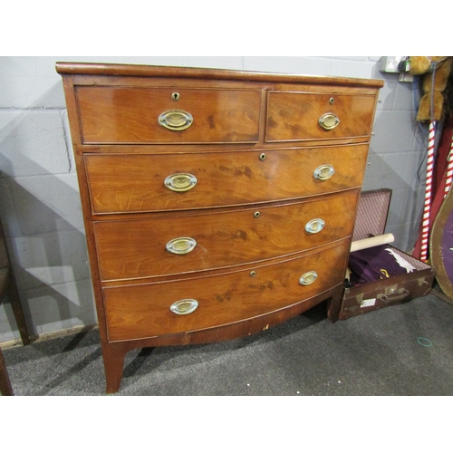 1079 - A Victorian mahogany bow fronted chest of two short over three long drawers a/f, 103cm tall x 101cm ... 