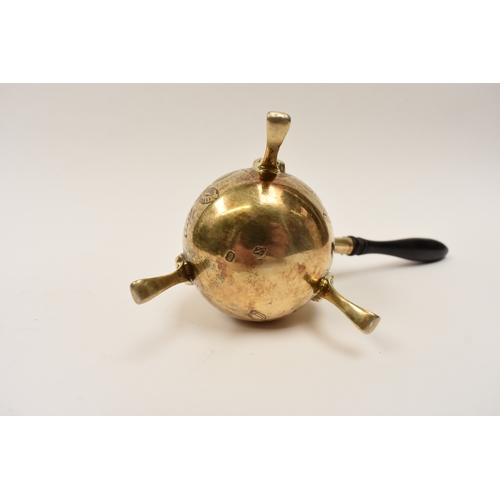 8100 - A 19th Century French silver gilt chocolate pot with ebony handle, 13cm tall, 159g