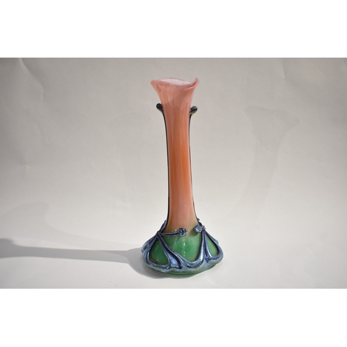 8489 - An Art Nouveau style glass vase by Operto Silice Creation, 33cm tall