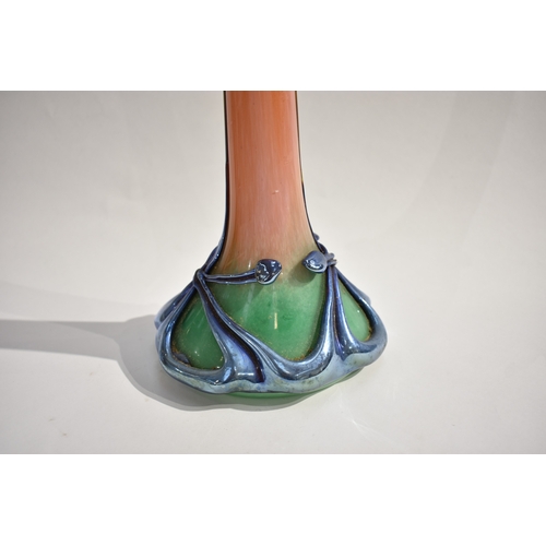 8489 - An Art Nouveau style glass vase by Operto Silice Creation, 33cm tall