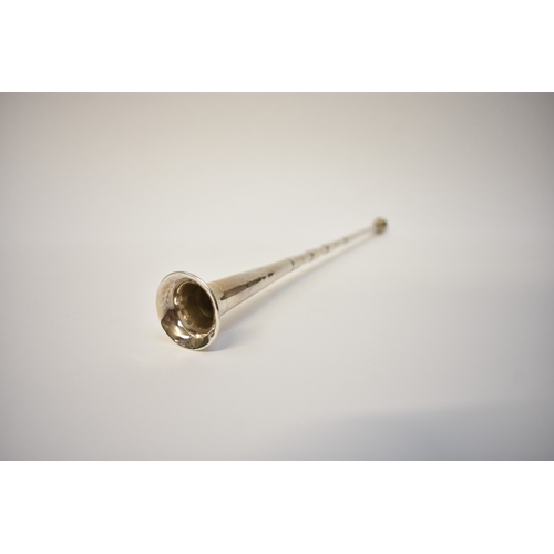 8045 - A silver hunting horn, makers mark E.B, Birmingham 1912, 30.5cm tall, 42g