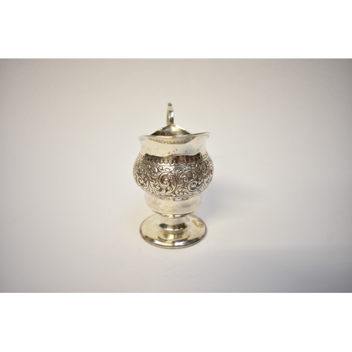 8051 - A Victorian Nathan & Hayes silver cream jug on pedestal foot, acanthus scroll detail, Birmingham 188... 