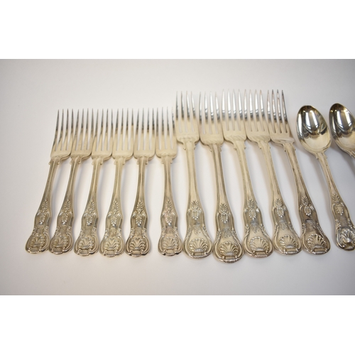 8150 - Silver kings pattern cutlery by different makers including six spoons by Henry Holland, London 1864.... 