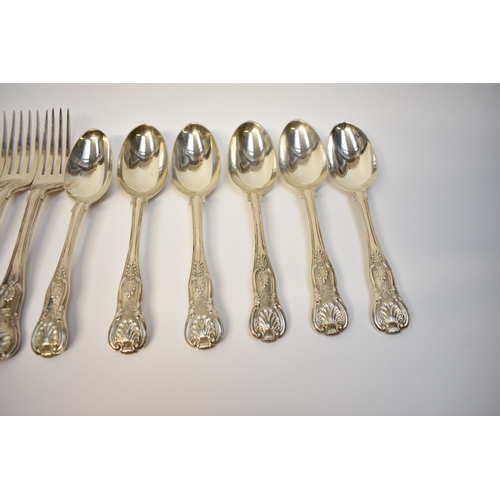 8150 - Silver kings pattern cutlery by different makers including six spoons by Henry Holland, London 1864.... 