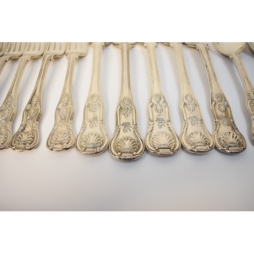 8150 - Silver kings pattern cutlery by different makers including six spoons by Henry Holland, London 1864.... 