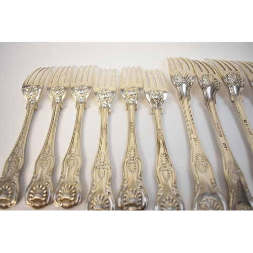 8150 - Silver kings pattern cutlery by different makers including six spoons by Henry Holland, London 1864.... 