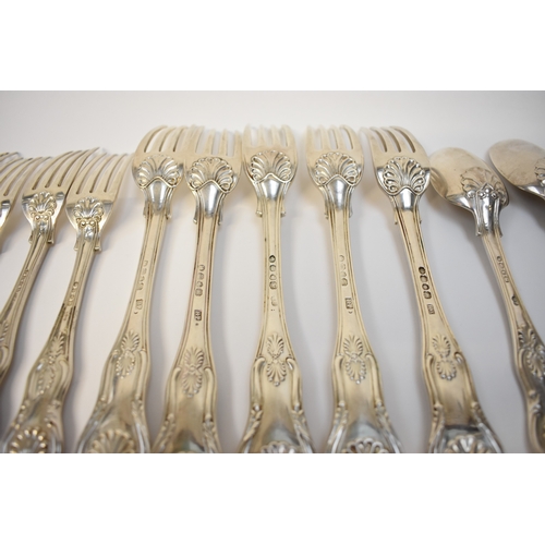 8150 - Silver kings pattern cutlery by different makers including six spoons by Henry Holland, London 1864.... 