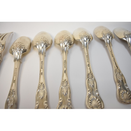 8150 - Silver kings pattern cutlery by different makers including six spoons by Henry Holland, London 1864.... 