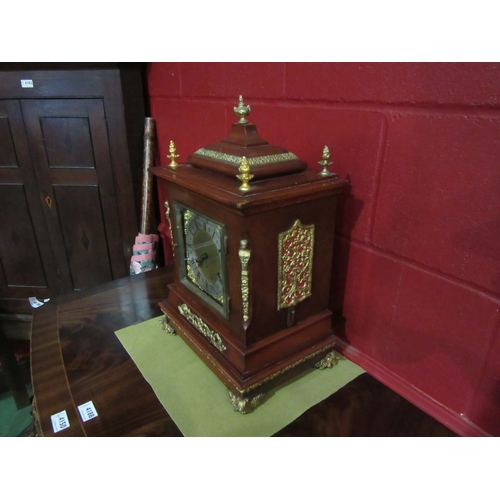 4142 - New Haven Chime Clock Model #3, with Willock patent chime mechanism, ca. 1900, mahogany case with gi... 