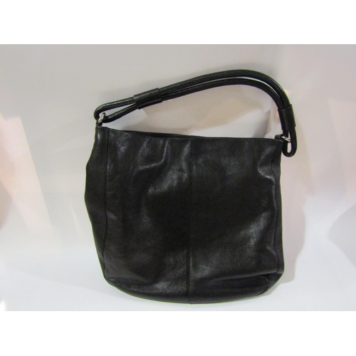 4409 - A John Lewis lady's black leather shoulder bag with magnetic clasp, 34cm x 37cm